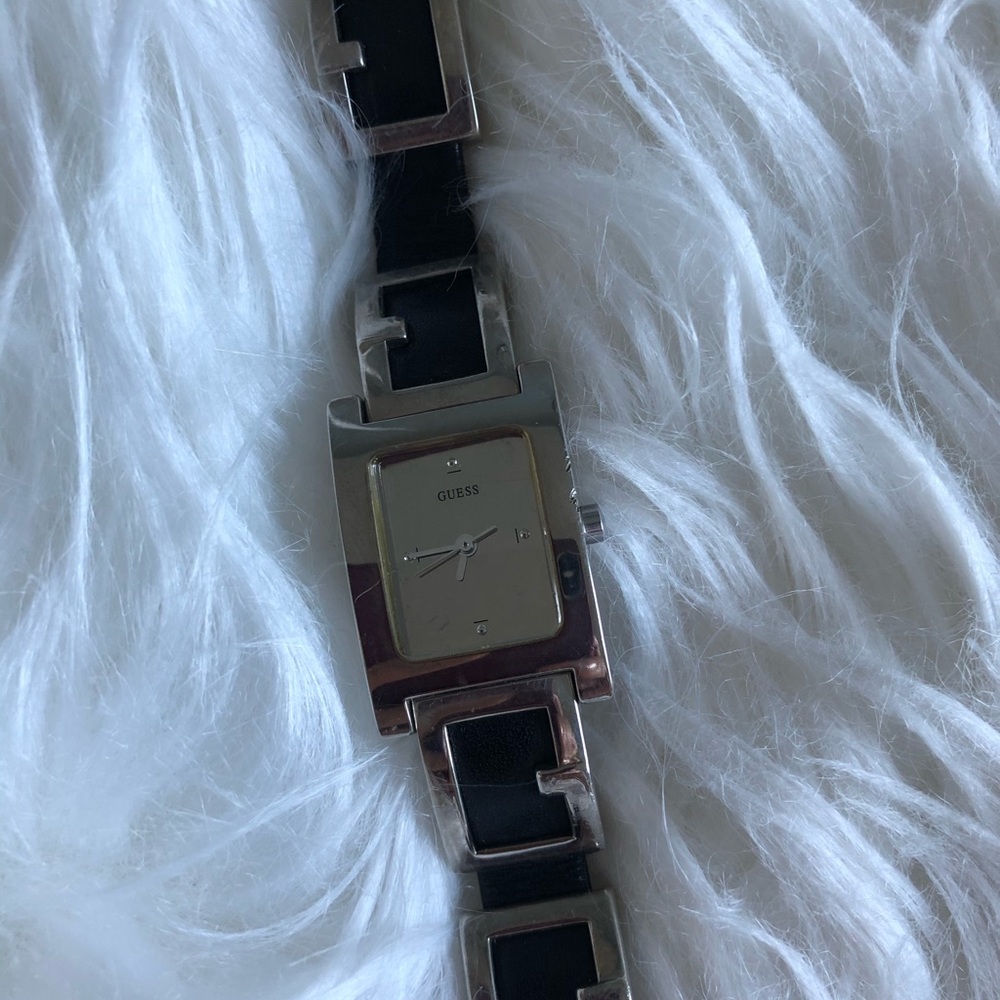 Guess black leather watch